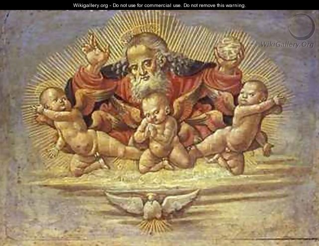 Part of an Altar Piece depicting God the Father with Three Angels - Bernardino Fungai